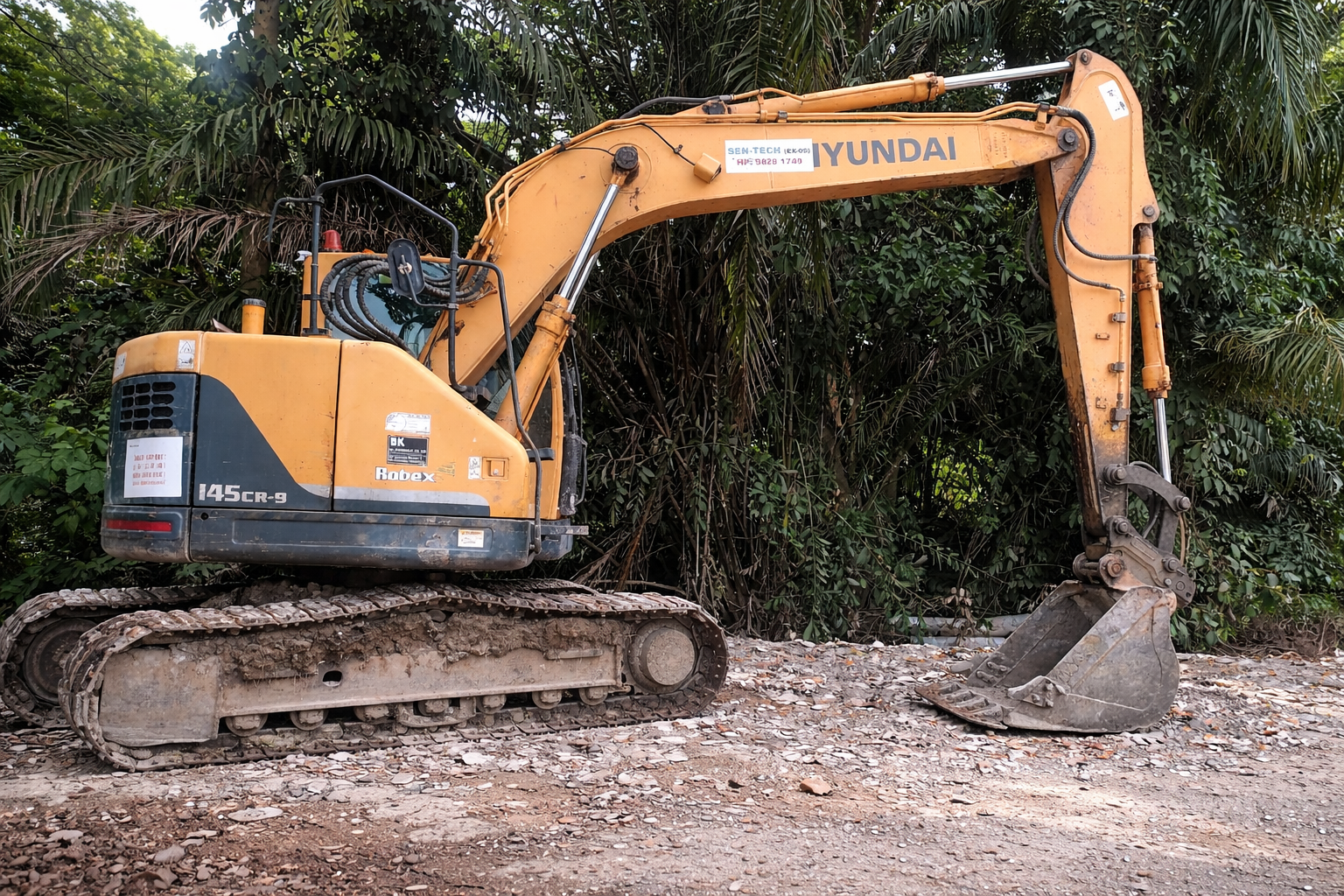 Yellow Hyundai Excavator