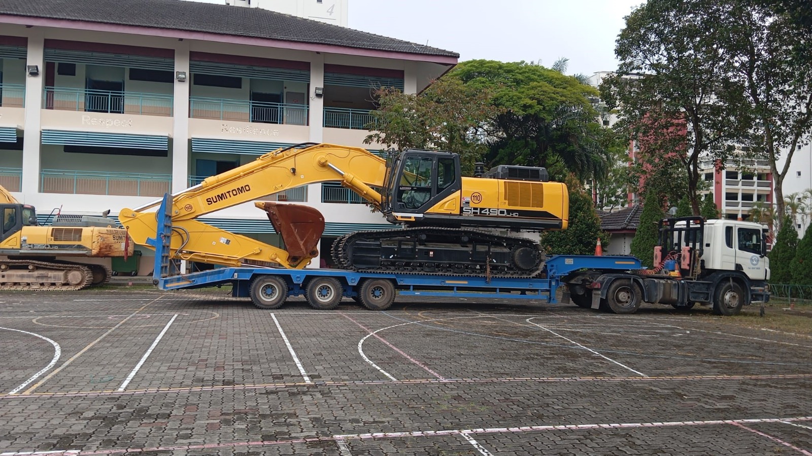 Excavator On Trailer